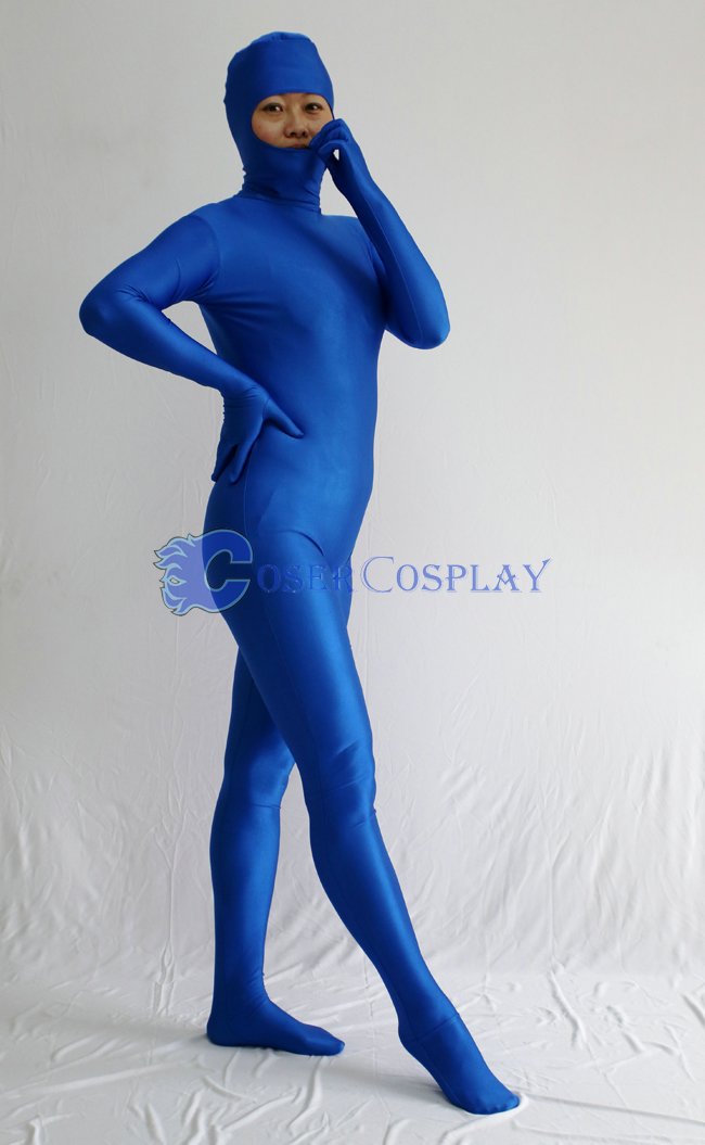 Open Face Zentai Costume Deep Blue